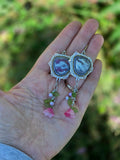 Floral Dangles with Agate