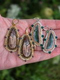 Petrified Wood and Sweetgrass earrings Two for $65