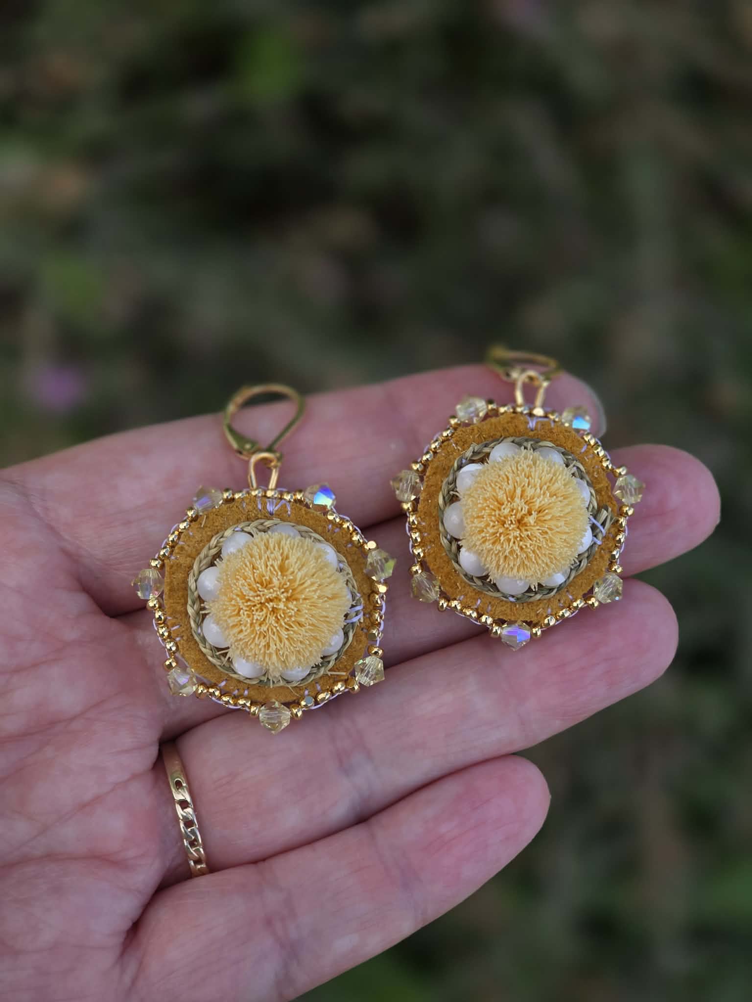 Yellow Caribou Tuft Earrings