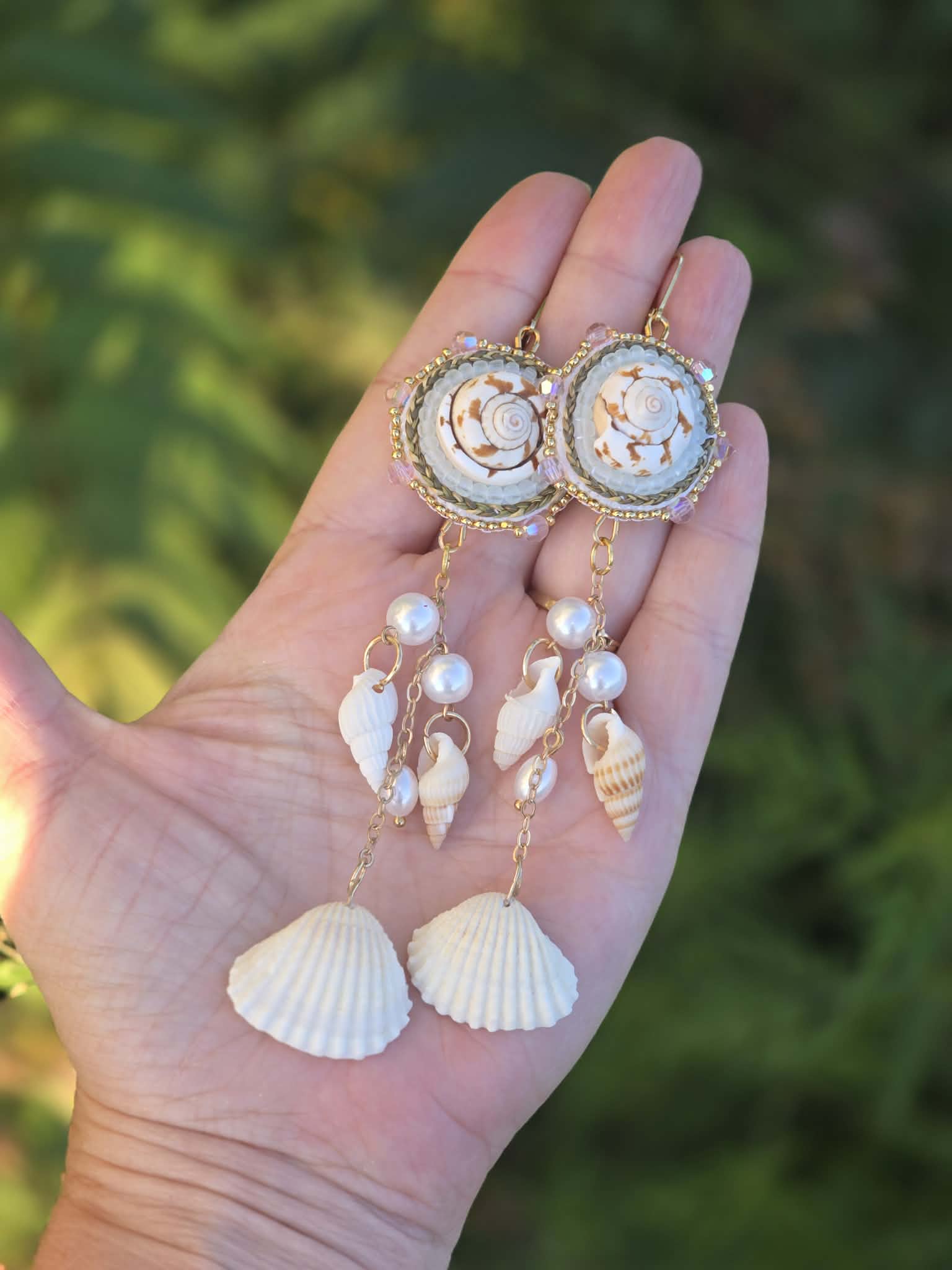 Shells and Sweetgrass Earrings