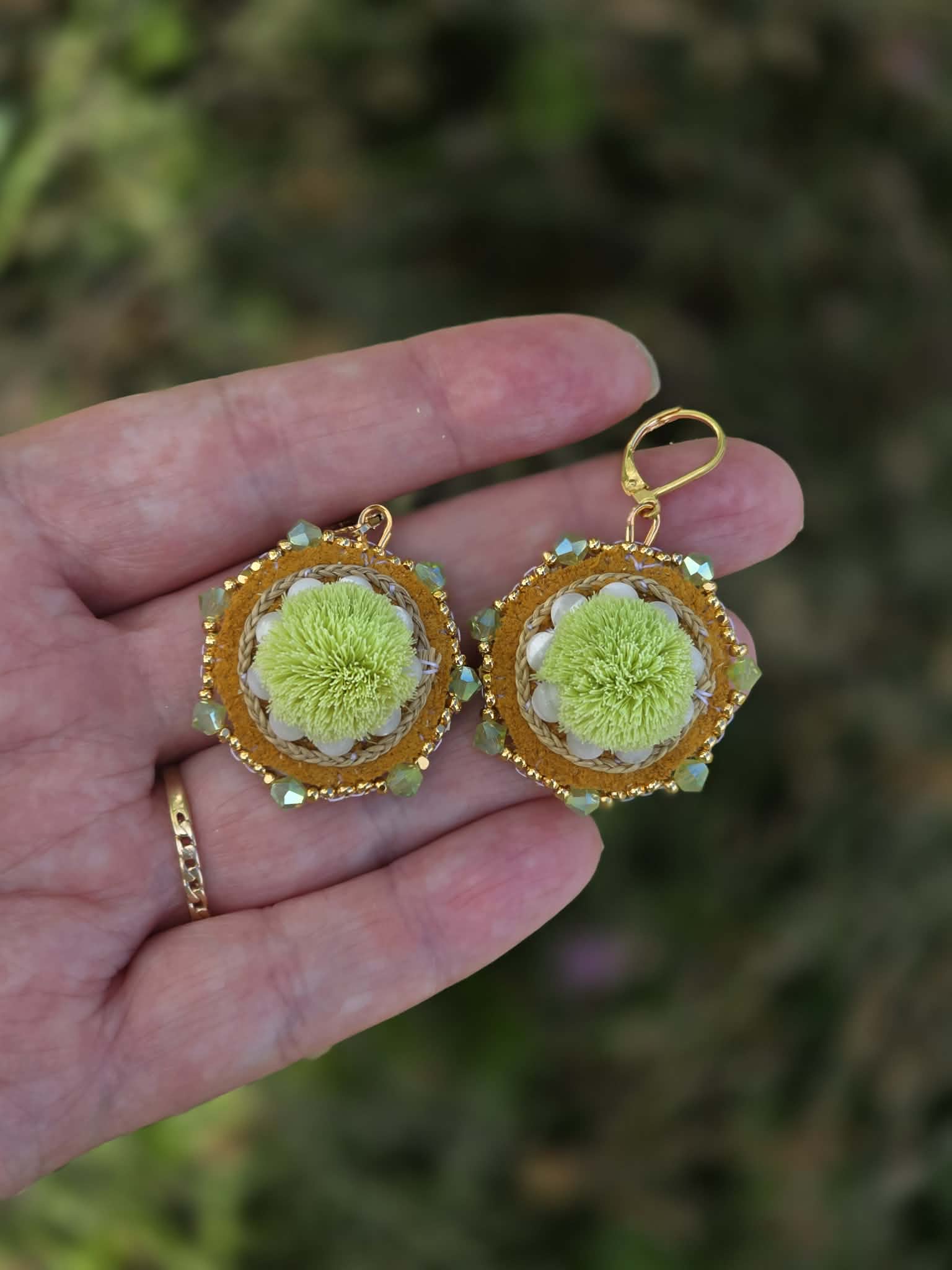 Green Caribou Tuft Earrings