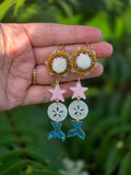 Caribou tufts and shells earrings